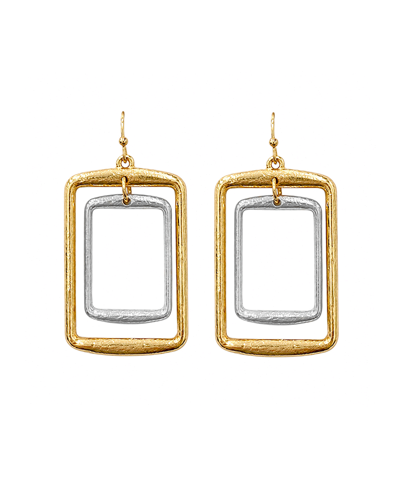 Double Square Dangle Earring