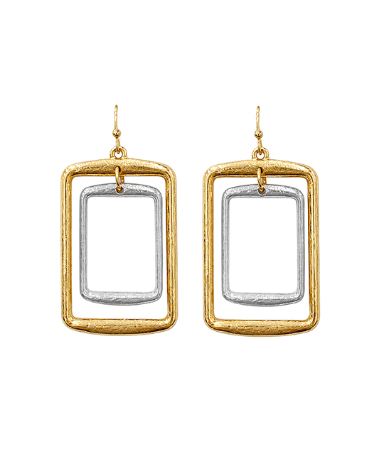 Double Square Dangle Earring