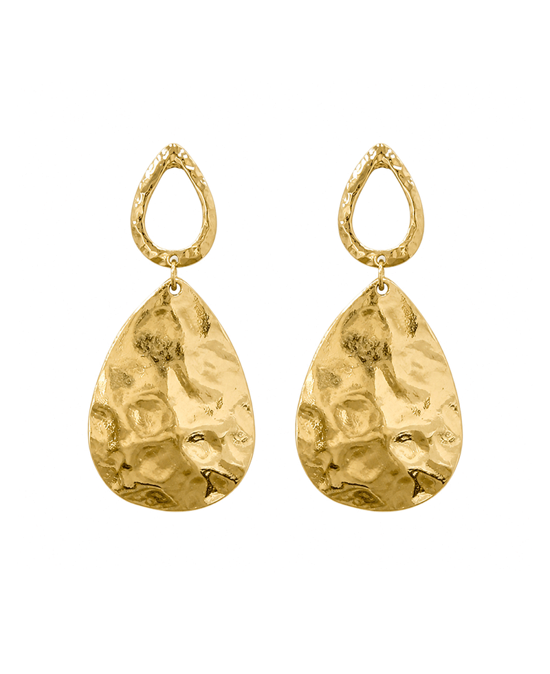 Hammered Double Teardrop Earring