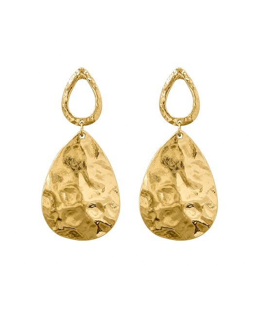 Hammered Double Teardrop Earring