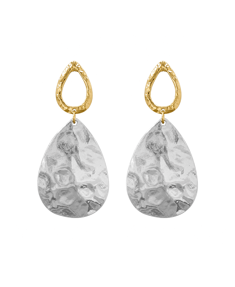 Hammered Double Teardrop Earring