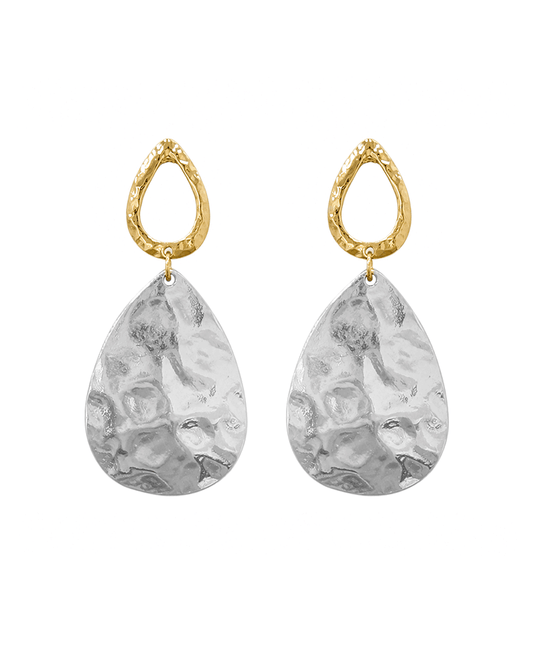 Hammered Double Teardrop Earring