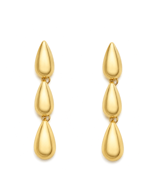 Triple Drop Puffy Teardrop Earring