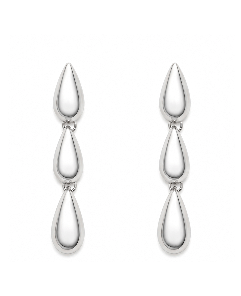 Triple Drop Puffy Teardrop Earring