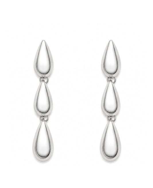 Triple Drop Puffy Teardrop Earring