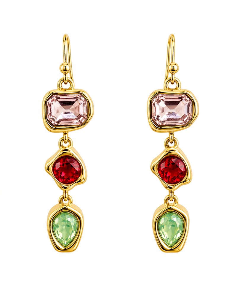 Mixed Shape Multi Stone Drop Earring