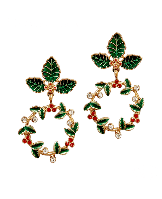 Christmas Wreath Drop Earring