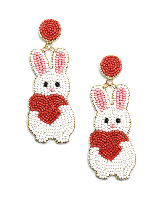 Bunny Seed Beaded Post Earring