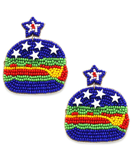 Seed Beaded Hamburger w/ Star Earring
