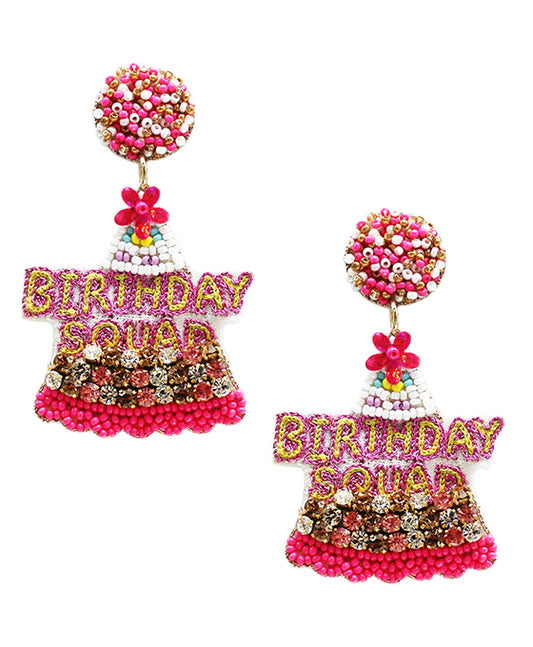 Birthday Squad Beaded Earring