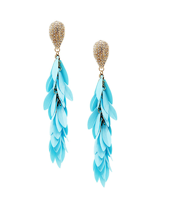 Paved Teardrop w/ Leaves Drop Earring