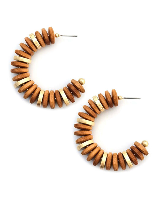 Wood Hoop Earring