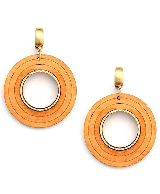 Round Wood Post Earring