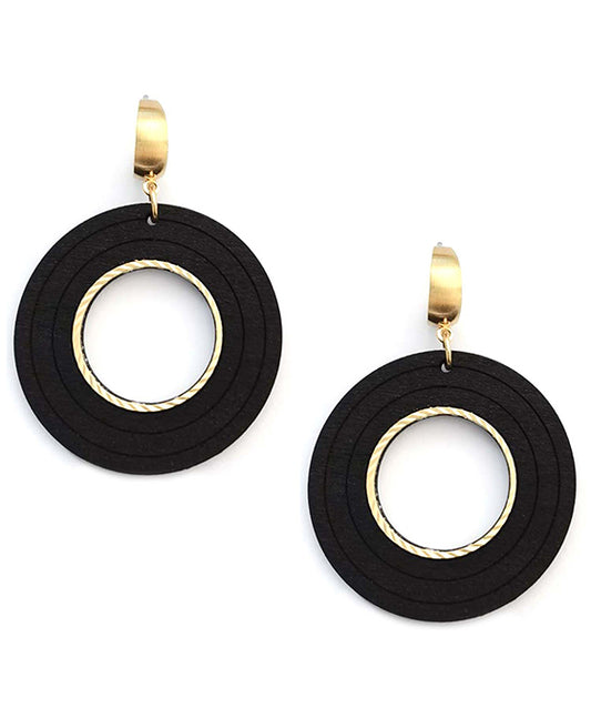 Round Wood Post Earring