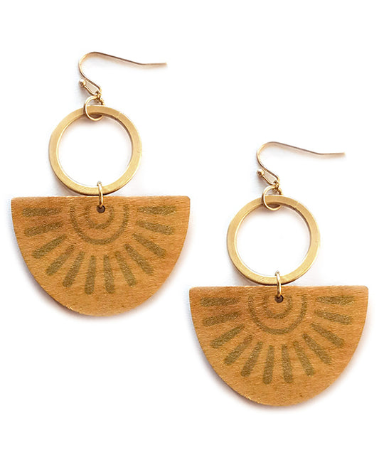 Round Metal & Wood Earring