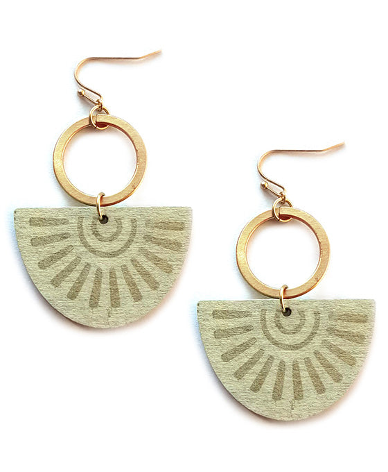 Round Metal & Wood Earring