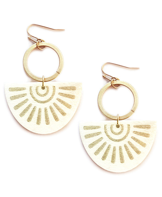 Round Metal & Wood Earring