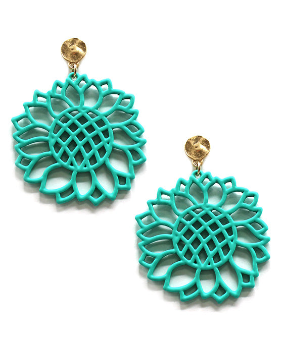Sunflower Shape Color Coating Post Earring