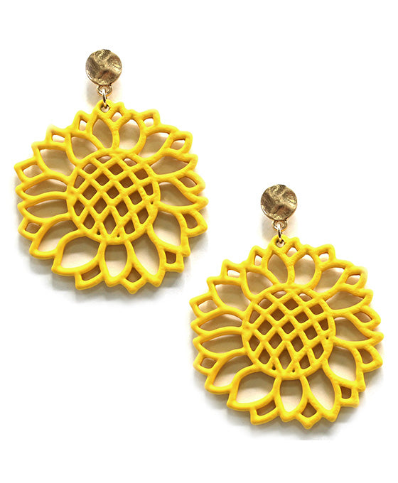 Sunflower Shape Color Coating Post Earring