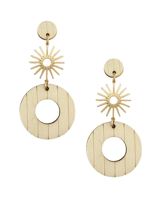 Round Wood & Spike Earring