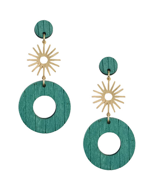 Round Wood & Spike Earring