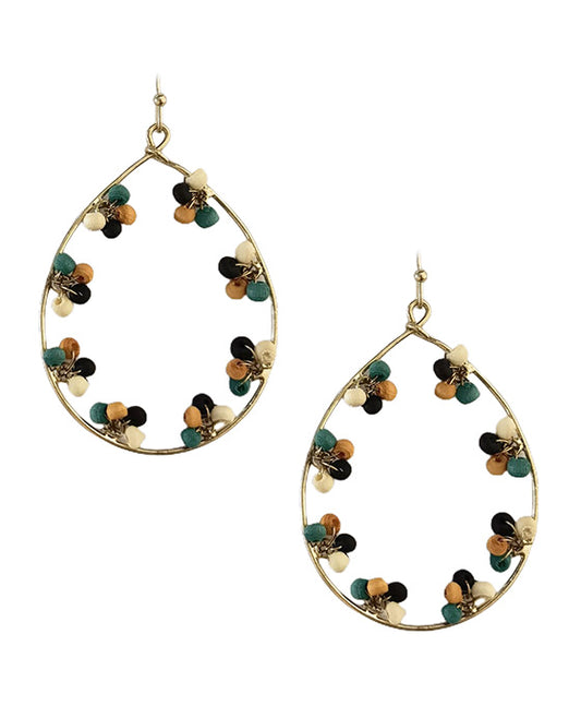 Wire Teardrop w/ Beads Earring