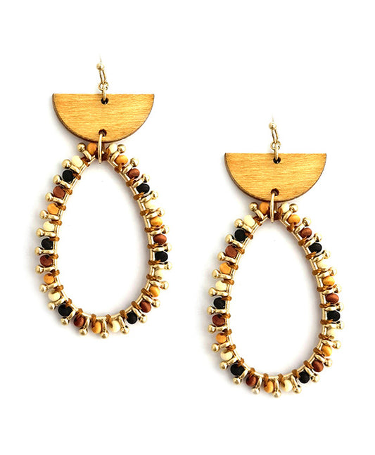 Oval Wire w/ Beads Earring