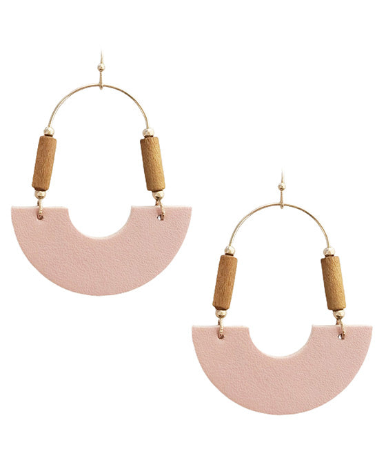 Half Round Leather Earring