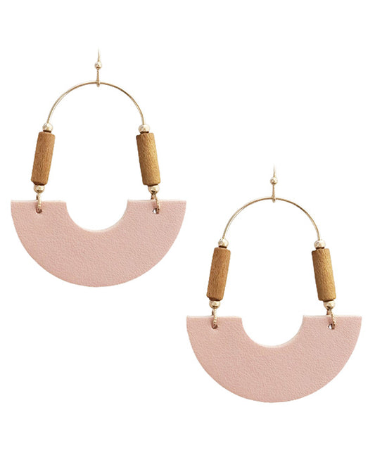 Half Round Leather Earring