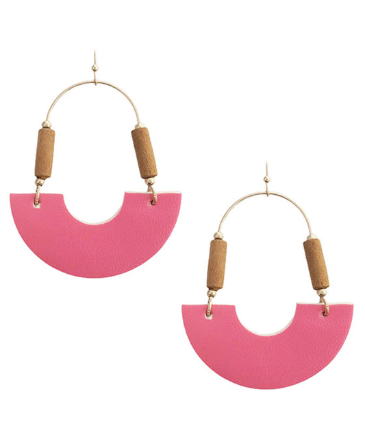Half Round Leather Earring