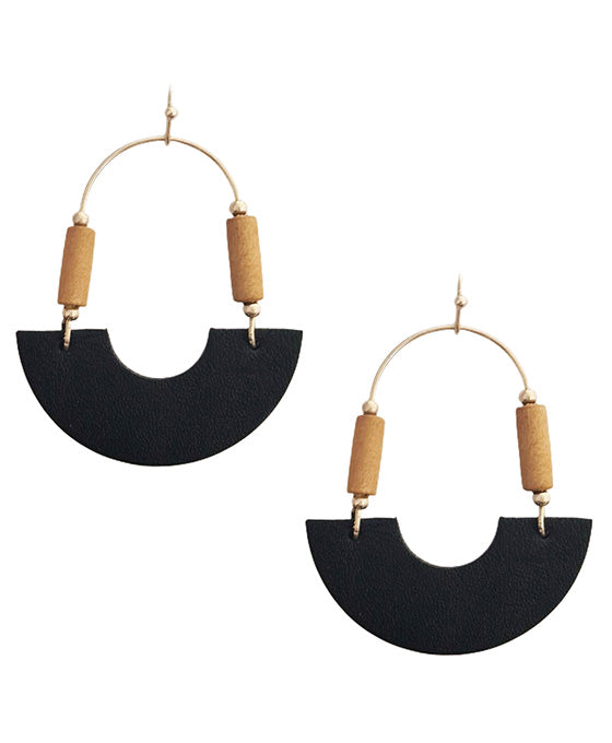Half Round Leather Earring