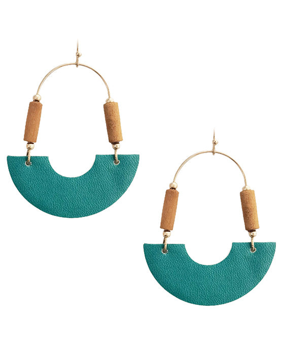 Half Round Leather Earring