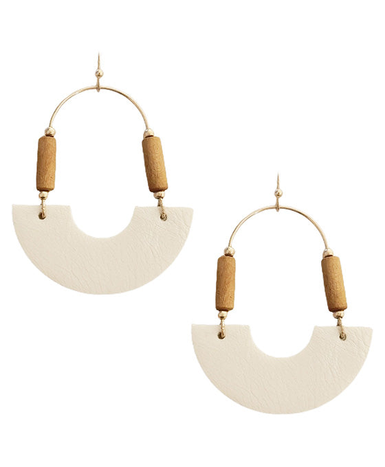 Half Round Leather Earring
