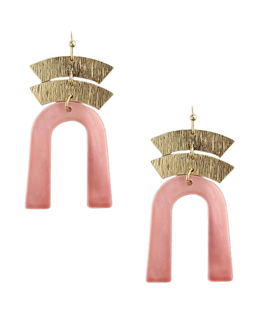 U Shape Acrylic & Metal Earring