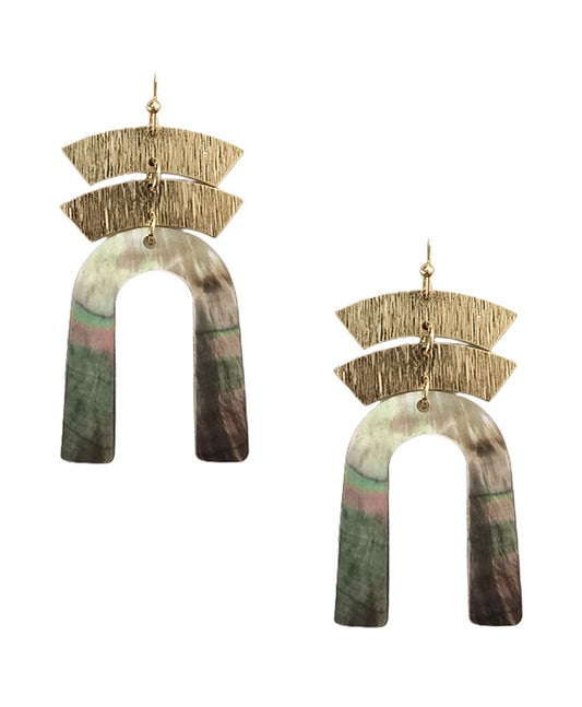 U Shape Acrylic & Metal Earring