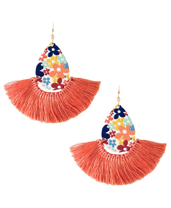 Teardrop Linked Fan Tassel Earring