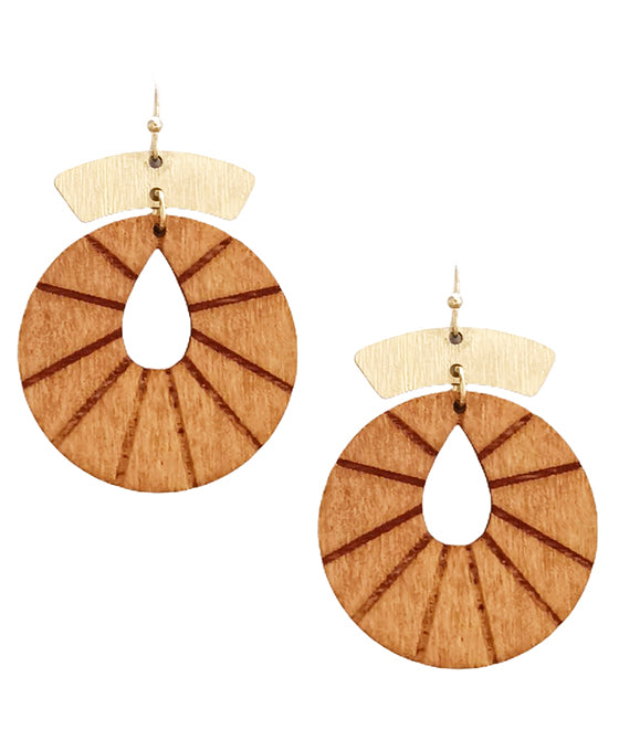 Wood Round Earring