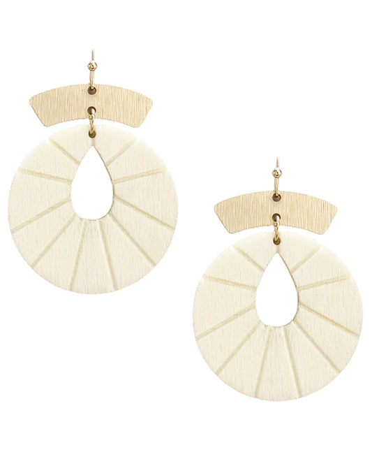 Wood Round Earring