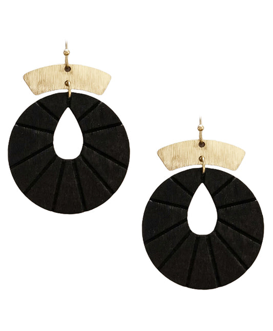 Wood Round Earring