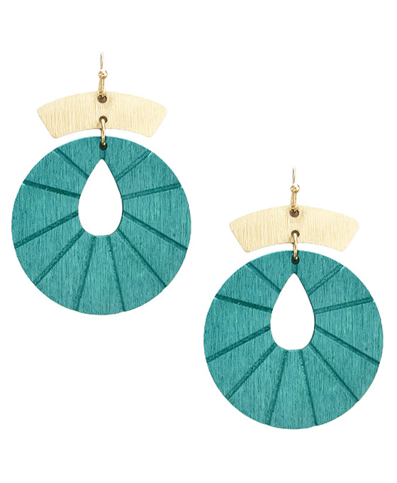 Wood Round Earring