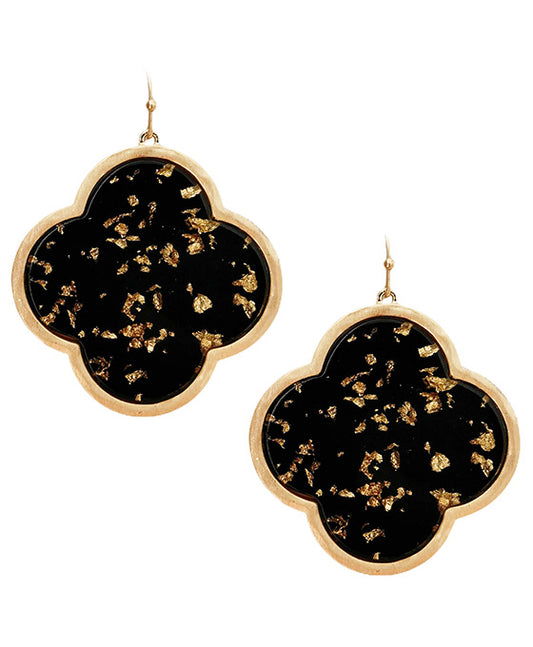 Clover Acetate w/ Metal Frame Earring
