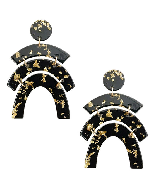 Geo Shape Acetate w/ Metalflake Post Earring