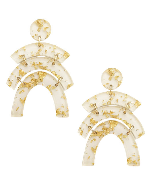 Geo Shape Acetate w/ Metalflake Post Earring