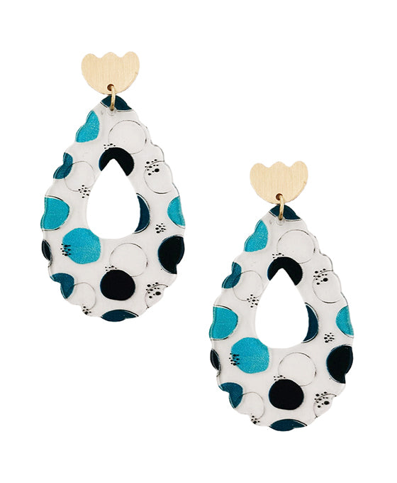 Acrylic Printed Teardrop Post Earring