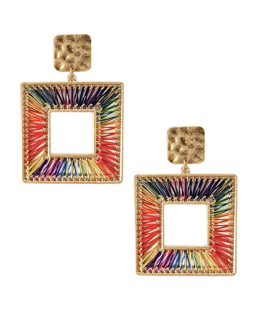 Open Cut Square Metal Post Earring