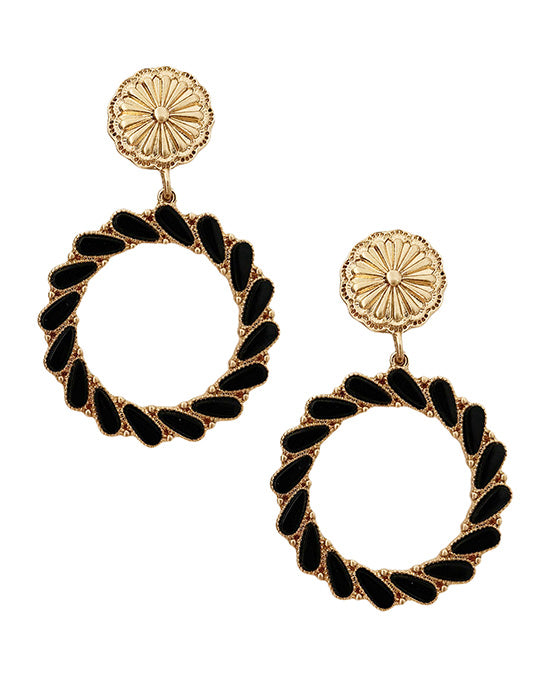Round Metal w/ Stone Post Earring