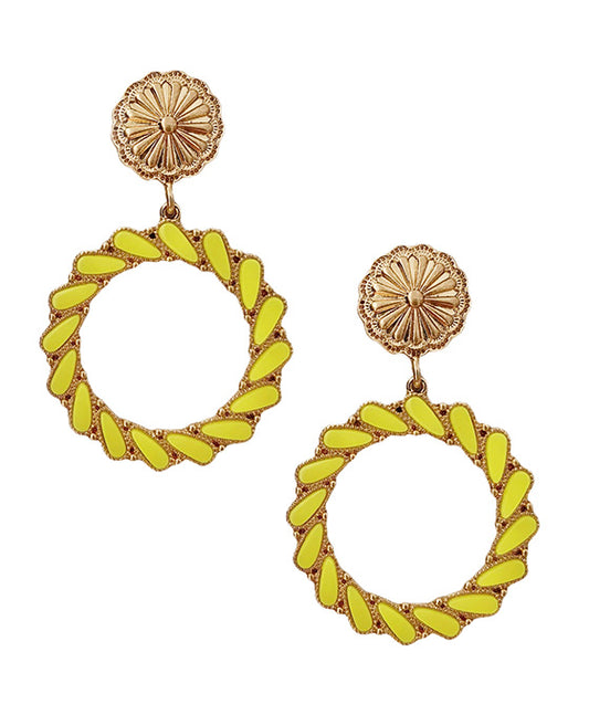 Round Metal w/ Stone Post Earring