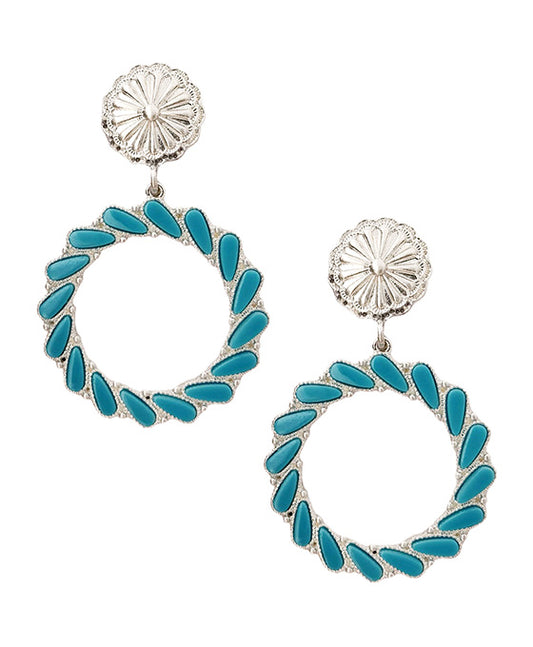 Round Metal w/ Stone Post Earring