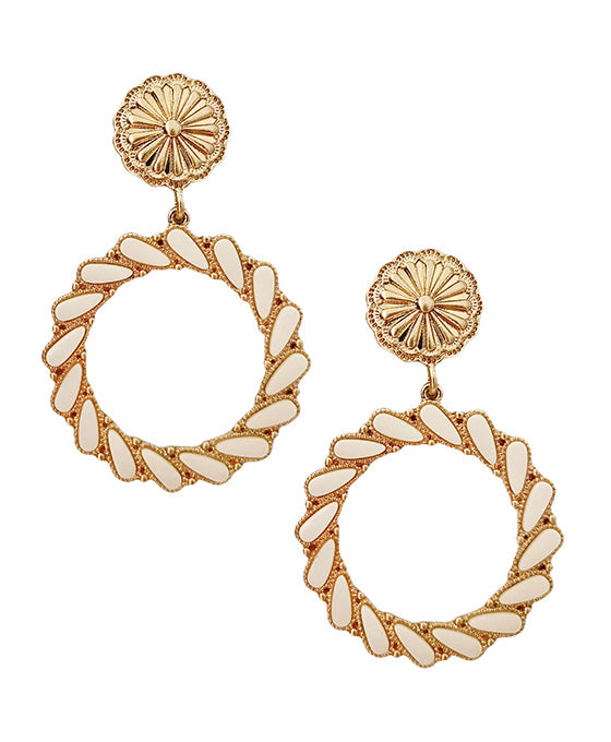 Round Metal w/ Stone Post Earring