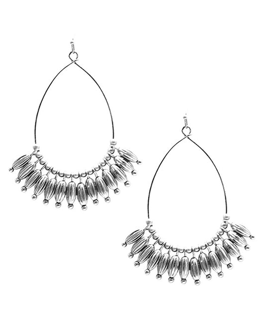 Metal Ball Charm Wire Earring